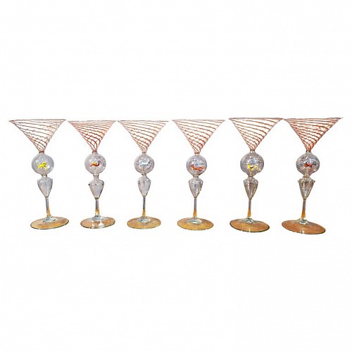 Inventory:  Bimini Glass, Art Deco Bimini Animal Martini Cocktail Glasses- Set of Four, 1925-35, $1,500