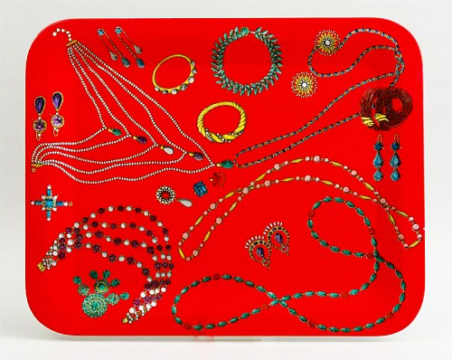 Inventory:  Piero Fornasetti, Fornasetti Large Jewelry Metal Tray, Collane Pattern (Necklaces), Atelier Fornasetti, 1980s-1990, SOLD &bull;