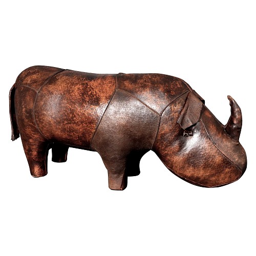 Inventory: Dmitri Omersa, Mid-century Modern Dmitri Omersa Leather Rhino Footstool or Ottoman, 1960s-70s, $4,250