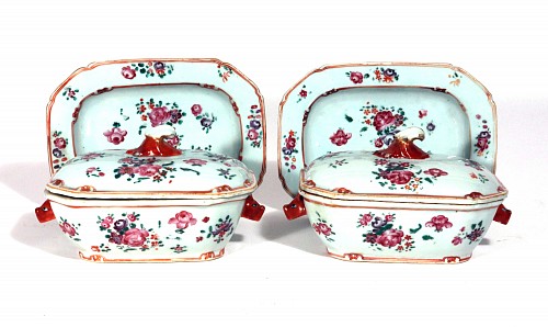 Chinese Export Porcelain Chinese Export Porcelain Famille Rose Sauce Tureens, Covers & Stands, 1775 SOLD &bull;