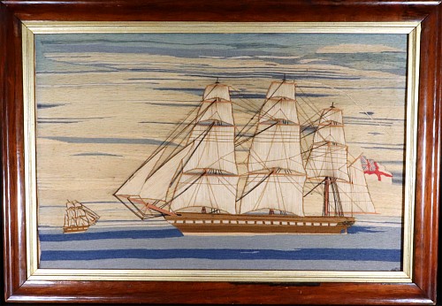 Inventory:  Sailor's Woolwork, British Sailor's Woolwork of a Royal Navy White Fleet Frigate, 1875, SOLD &bull;