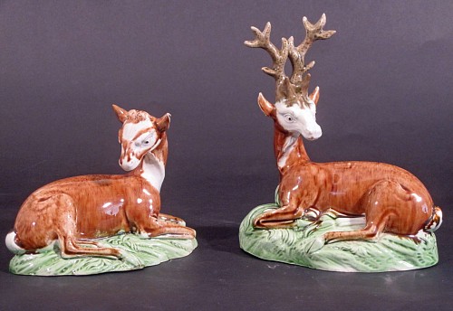 Inventory: A Rare Ralph Wood Pottery Stag & Doe, Circa 1780, SOLD &bull;