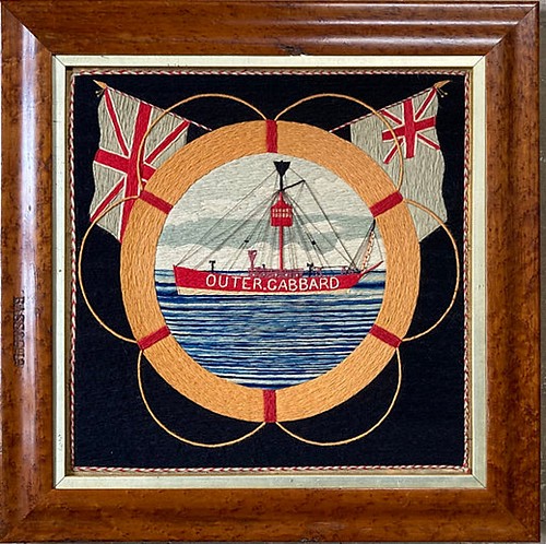 Inventory:  Sailor's Woolwork, British Sailor&acirc;s Woolwork of a Named Lightship Stationed off Suffolk, England, Circa 1910, $5,800