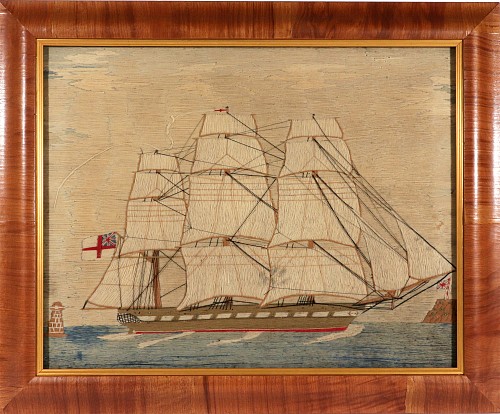 Inventory:  Sailor's Woolwork, British Sailor&acirc;s Woolwork of a British Clipper Ship, 1870, $5,800