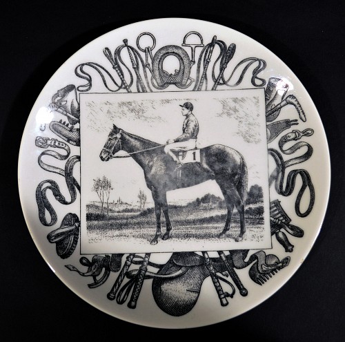 Piero Fornasetti Piero Fornasetti Porcelain Race Horse Plates, Set of Six, 1950s $2,500