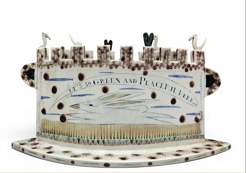 Mara Superior Mara Superior glazed sculpture of castle form titled ""It's So Green and Peaceful Here""