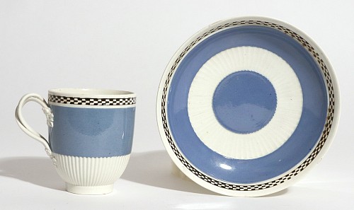 Pearlware Pearlware Light Blue Slip Covered Coffee Cup and Saucer, Staffordshire or Yorkshire, circa 1790, 1790 $336.11