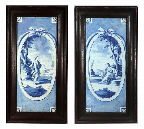 German Faience German Tin-glazed Earthenware Plaques with Bucolic Scenes, Nurnberg, 1775 $4,000