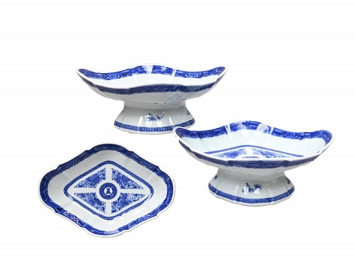 Chinese Export Porcelain Chinese Export Porcelain Crested Blue Fitzhugh Tazzas- The Kiddell or Alexander Family, 1790-1800 $3,500