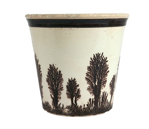 Mocha Dendritic Forest: English Mochaware Flower Pot, 1810 SOLD &bull;