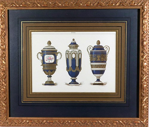 Print &Atilde;douard Garnier Lithograph of S&Atilde;&uml;vres Porcelain Vases, Plate XXXVII, 1892 $850