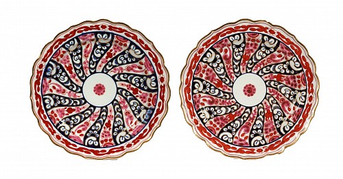 Inventory:  Barr Worcester, Barr Worcester Porcelain Queen Charlotte Pattern Pair of Dessert Plates, 1792-1804, SOLD &bull;