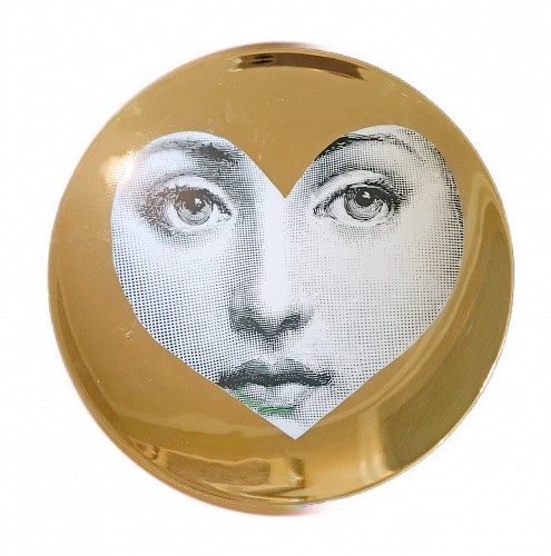 Fornasetti Atalier Fornasetti Porcelain Themes & Variation Gold Plate, #41 $585