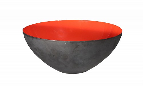 Mid-century Modern Modernist Krenit Bowl with Red Enamel Interior and Black Steel Exterior by Herbert Krenchel for Torben &Atilde;rskov & Co., 1950s-early 60s SOLD &bull;