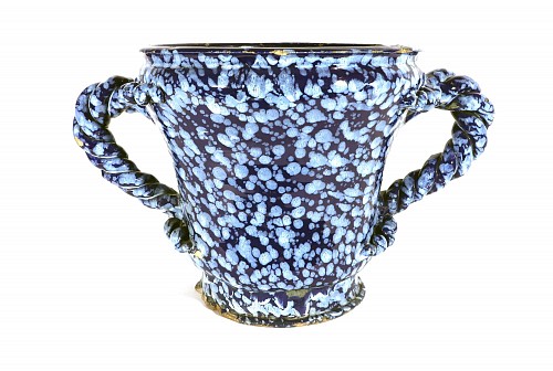 Inventory:  Nevers Faience, French 17th Century Nevers 'Bleu Persan' Faience Jardiniere, &Atilde;&nbsp; la bougie decoration
, Circa 1660-80, SOLD &bull;
