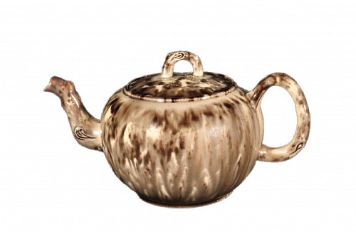 Creamware Pottery Rare Gray Tortoiseshell Whieldon-Type Creamware Teapot and Cover,, 1765 $1,850
