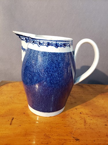 Inventory:  Mocha, English Pearlware Pottery Jug with Speckled Blue Glaze, 1780-1800, $1,250