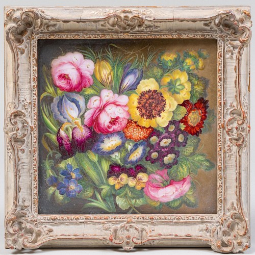 Inventory:  British Porcelain, English Porcelain Porcelain Botanical Plaque, Probably Derby, 1820, $3,000