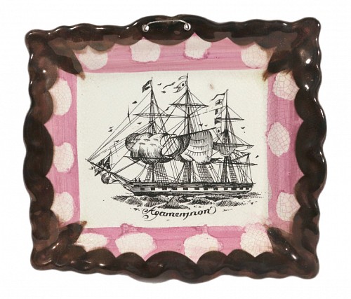 Inventory:  British Pottery, Decorative English Luster Maritime Pottery Plaque-Titled ""Agamemnon"", 1980, $350