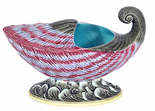 Wedgwood Pottery Wedgwood Majolica Shell-form Spoon Warmer, Dated 1879 $2,850