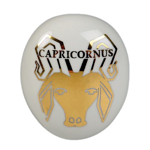 Inventory:  Piero Fornasetti, Piero Fornasetti Ceramic Pebble Capricorn Zodiac Paperweight, 1960, $795