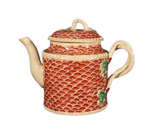 Creamware Pottery English Creamware Pottery Teapot with Rare Fish Scale Design, Attributed to Yorkshire, 1770 $2,500