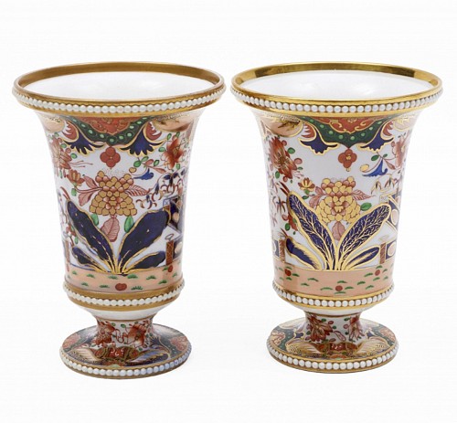 Inventory:  Spode Factory, Regency Gold: Spode Porcelain Vases in Pattern 967, 1805-10, $2,000