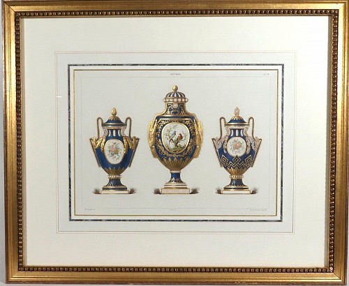 Inventory:  Print, &Atilde;douard Garnier chromolithograph of S&Atilde;&uml;vres Porcelain Vase, English Edition, Plate XLVI, 1892, $850