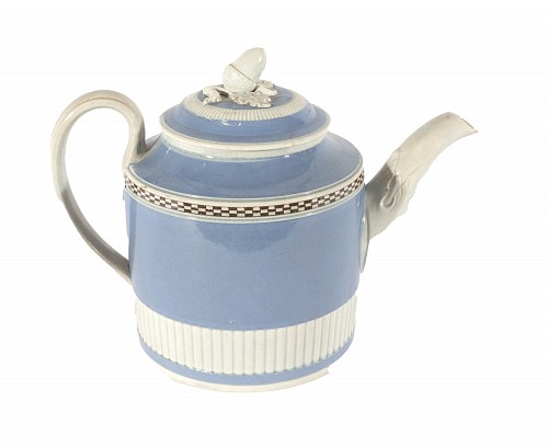 Pearlware 18th-century Pearlware Light Blue Slip Teapot, English, probably Staffordshire or Yorkshire, 1790 $2,500