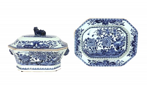 Chinese Export Porcelain 18th-century Chinese Export Blue & White Porcelain Soup Tureen, Cover & Stand, 1745-55 $3,500