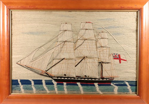 Inventory:  Sailor's Woolwork, British Woolwork: Sails of the Empire, a Full-Rigged Royal Navy Woolie, 1875, SOLD &bull;