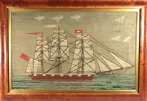 Sailor's Woolwork Large British Sailor's Woolwork of A Merchant Ship, 1875 SOLD &bull;