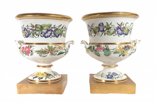 Inventory:  Spode Factory, Spode Botanical Porcelain Urns- A Pair from The Lubbock Family Service, 1800-20, $7,500