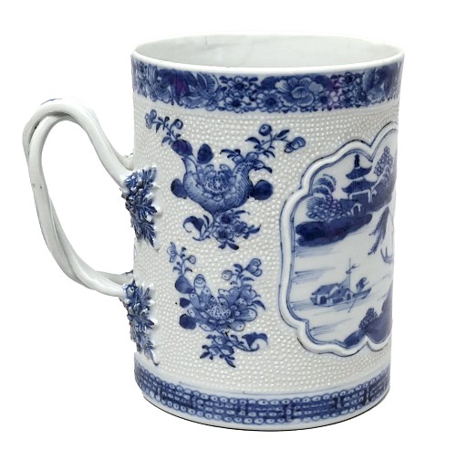 Inventory:  Chinese Export Porcelain, River Scenes in Cobalt: An 18th-Century Chinese Export Porcelain Tankard, 1775, $875