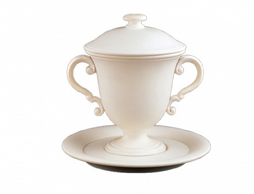 British Porcelain Wedgwood White Stoneware Chocolate Cup or Lemonade Beaker, Cover and Stand, 1800-1815 $1,950