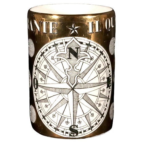 Inventory:  Piero Fornasetti, Mid-century Modern Piero Fornasetti ""Il Quadrante"" Ceramic Beer Stein, 1960s, $750