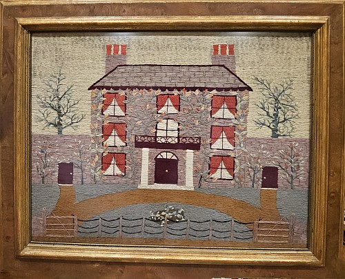 Inventory:  Sailor's Woolwork, Massive British Woolwork Picture of a Country House, 1860-80, SOLD &bull;