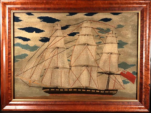 Sailor's Woolwork British Sailor's Woolwork of a Tea Clipper Under Sail, 1860-65 SOLD &bull;