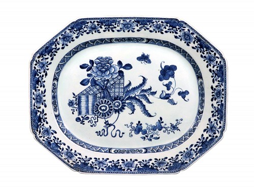 Inventory:  Chinese Export Porcelain, Chinese Export Large Underglaze Blue & White Porcelain Dish, 1770, $1,850