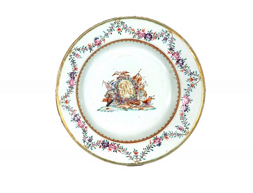 Chinese Export Porcelain Chinese Export Porcelain Pseudo-armorial Crested Soup Plate, 1765 SOLD &bull;