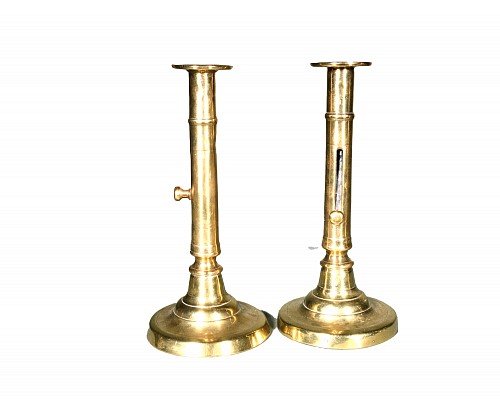 Inventory:  Brass, Late 18th Century English Brass Side-eject Candlesticks, 1800, SOLD &bull;