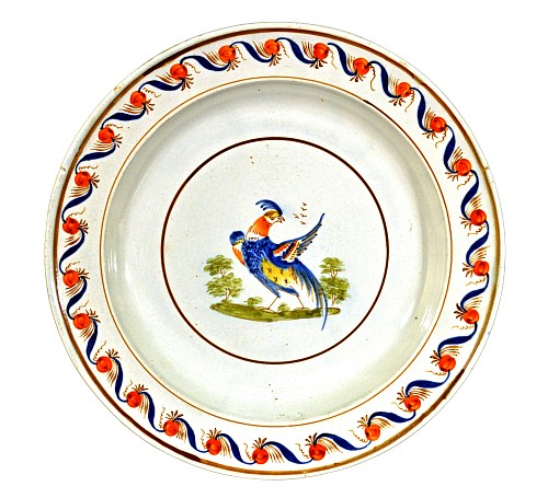 Pearlware Antique English Pearlware Peafowl Plate, Circa 1800 SOLD &bull;