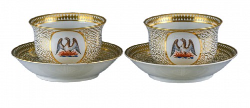 Inventory:  Chamberlain's Worcester, Porcelain Crested Cups and Saucers, $750