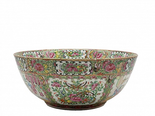 Chinese Export Porcelain Chinese Export Porcelain Rose Medallion Large Punch Bowl, Mid-19th Century SOLD &bull;