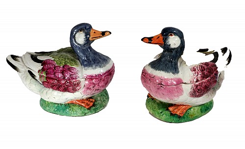 Inventory: Stunning Duck-shaped Faience Tureens, 19h Century-20th Century, $8,500