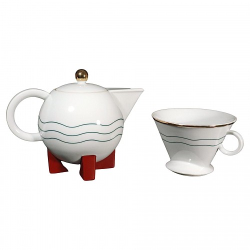 Swid Powell Michael Graves Little Dripper Porcelain Filter Drip Coffeemaker Manufactured by Swid Powell, Dated 1987, 1987 $550
