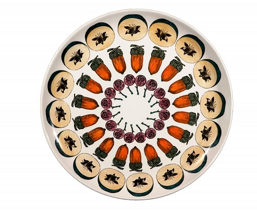 Piero Fornasetti Piero Fornasetti Ceramic Plate with Giostra Di Frutta Pattern, Number 3 in series, 1955-1960 SOLD &bull;