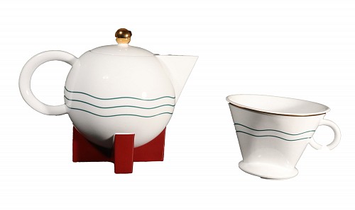 Inventory:  Swid Powell, Michael Graves Big Dripper Ceramic Coffee Pot for Swid Powell, 1987, $650