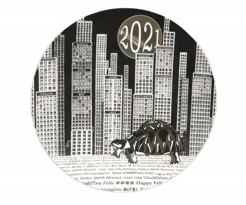 Inventory:  Piero Fornasetti, Fornasetti Atelier Ceramic Calendar Plate for 2021- Skyscrapers with Original Box, 2021, SOLD &bull;