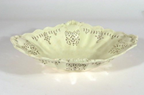 Creamware Pottery British Undecorated Creamware Large Fruit Basket, 1765-75